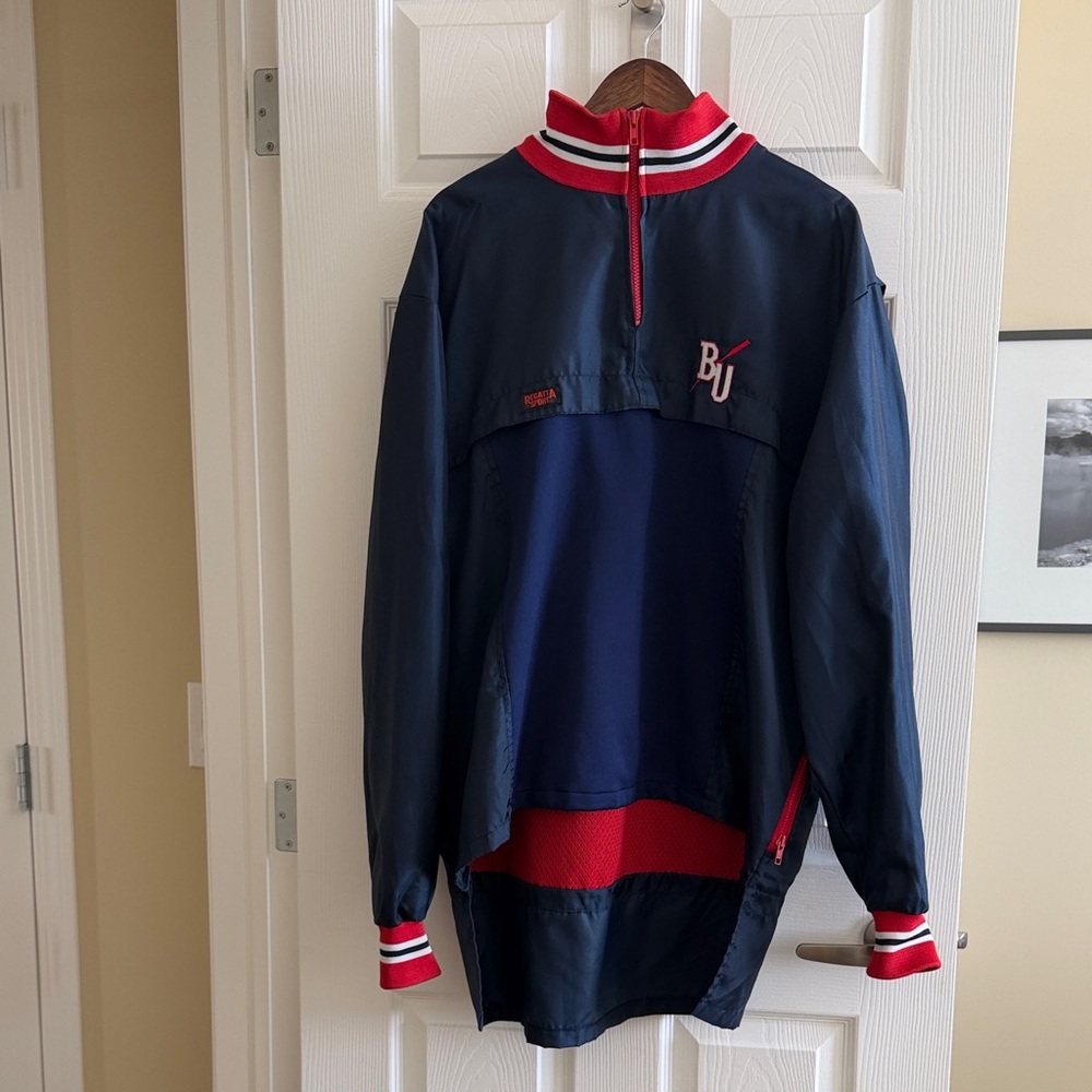 Vintage Brock University Navy and Red Men's Rowing Jacket